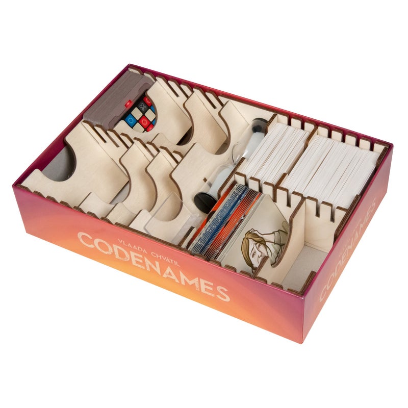 The Broken Token Board Game Organizer - Codenames Compatible Wood Storage Box with Multiple Dividers - Image 4